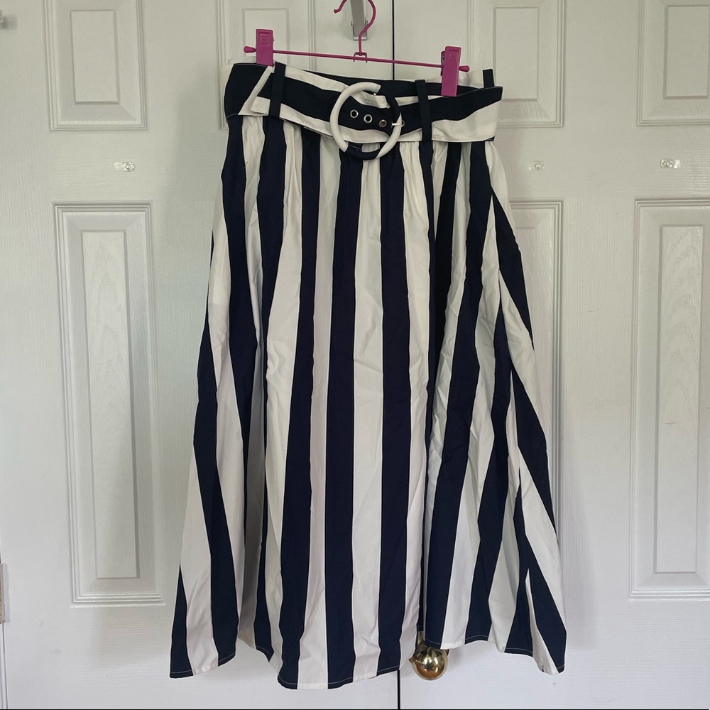Boden long striped skirt with belt